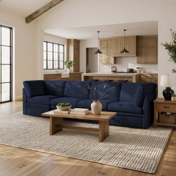 Serta Brady Modern 4pc Mudular Sectional Sofa, Navy Corduroy Fabric