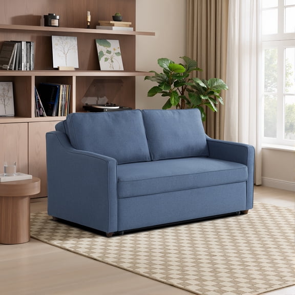 Serta Carey Modern Convertible Sofa, Navy Chenille Fabric