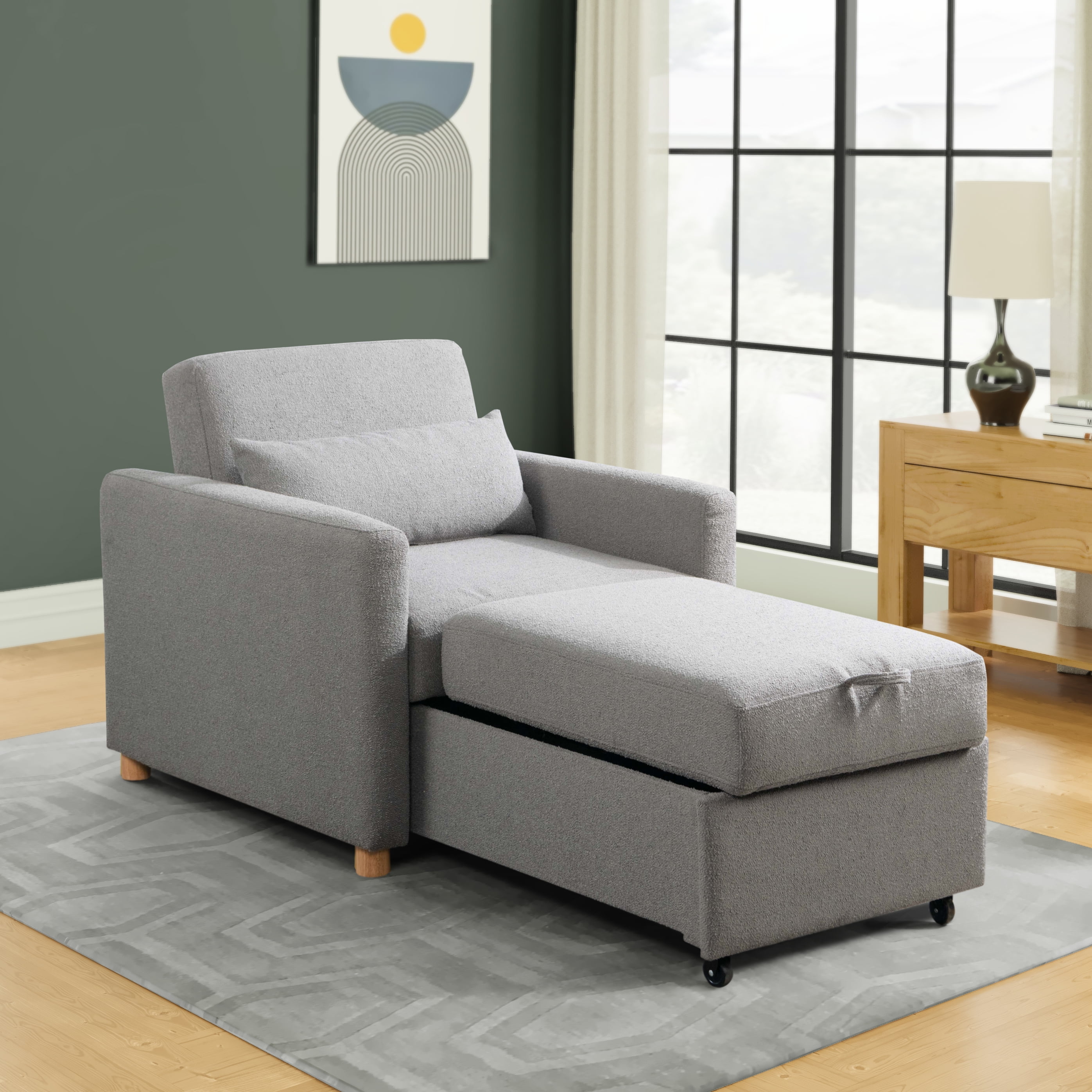 Serta Carly Scandinavian Style Convertible Chair Gray Fabric