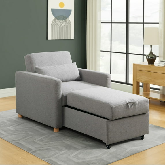 Serta Carly Scandinavian Style Convertible Chair, Gray Fabric