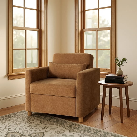 Serta Carly Scandinavian Style Convertible Chair, Rust Fabric