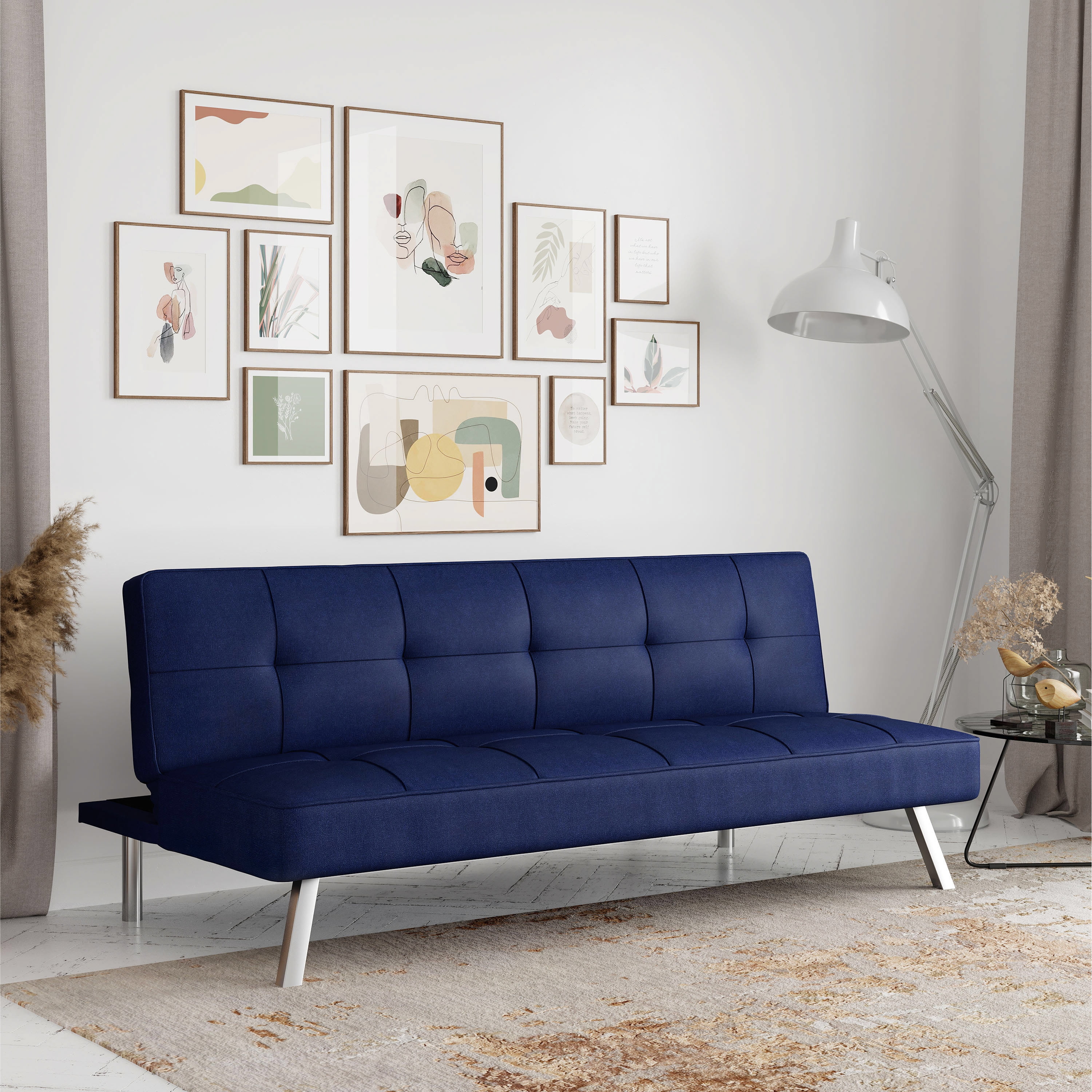 Serta Chelsea Modern Full Futon, Blue Fabric