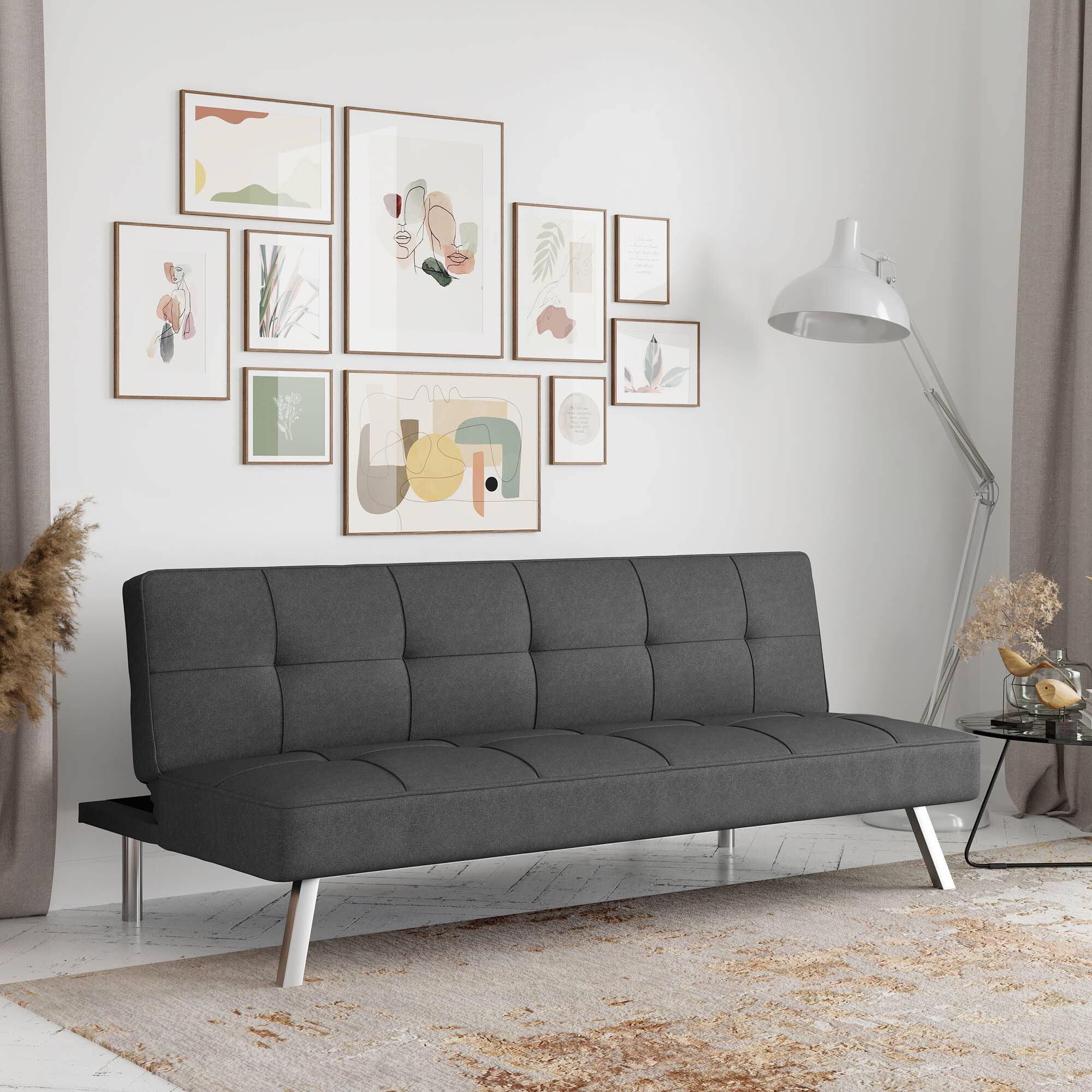 Serta Chelsea Modern Futon Charcoal Gray Fabric Walmart