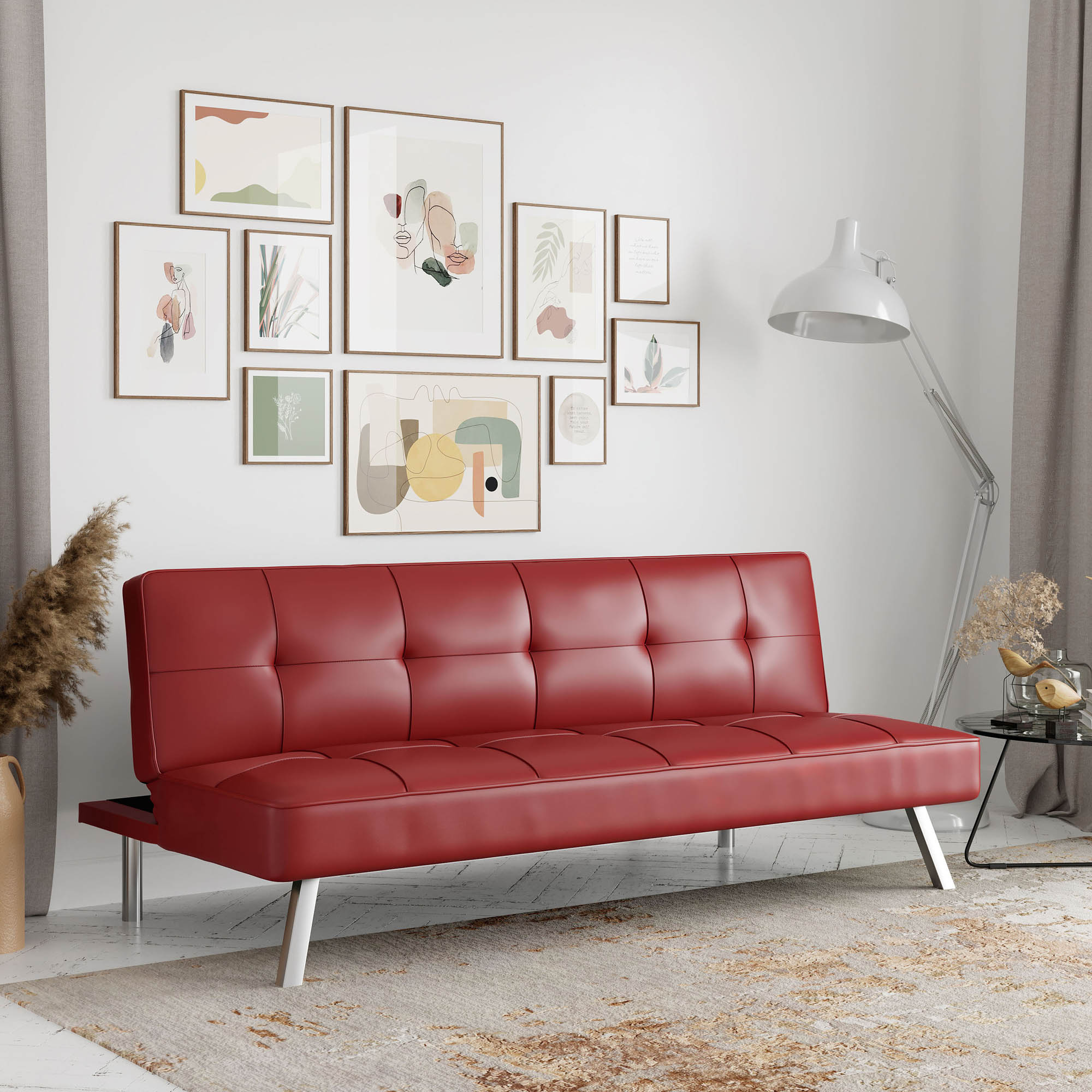 Serta Chelsea Modern Futon, Red Faux Leather - image 1 of 12