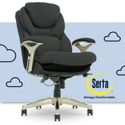 Serta Claremont Executive Office Chair with Back-In-Motion Technology, Ergonomic Mid-Back with Pivot Lumbar Support and Seat, Plush Cushion, Body Pillows, Adjustable Arms, Dark Gray Fabric