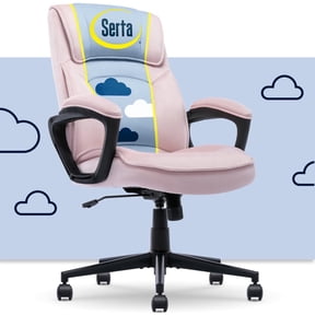 Serta Comfort Classic Executive Office Chair Padded Armrest Pink Velvet Fabric
