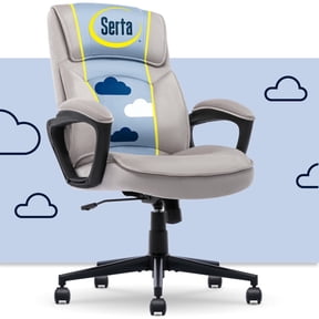 Serta Comfort Classic Executive Office Chair Padded Armrest Taupe Velvet Fabric
