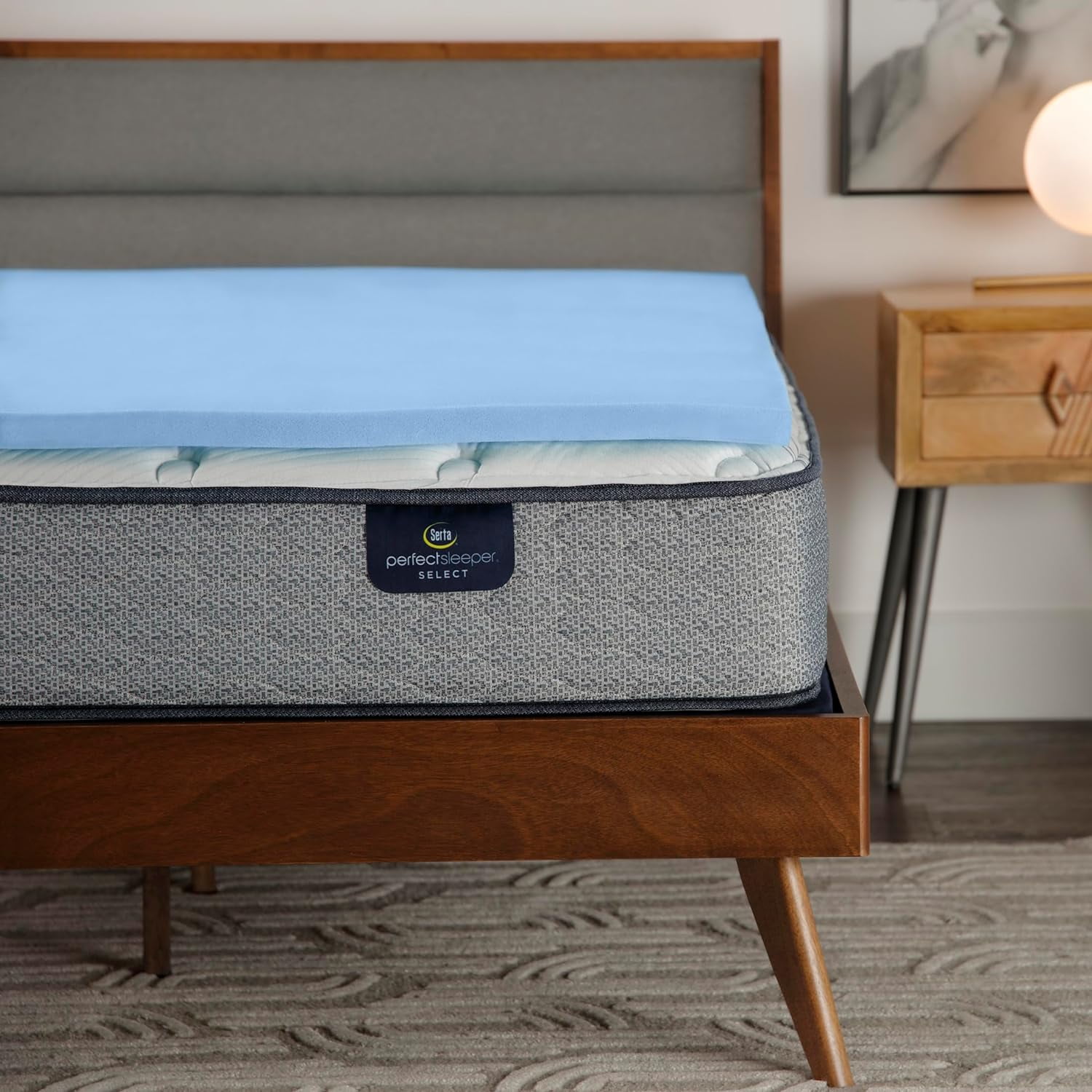 Queen Size Blue Gel Memory Foam Mattress Topper