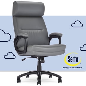 Serta Executive Big and Tall Office Leather Chair Lumbar Support, Comfort, Gray