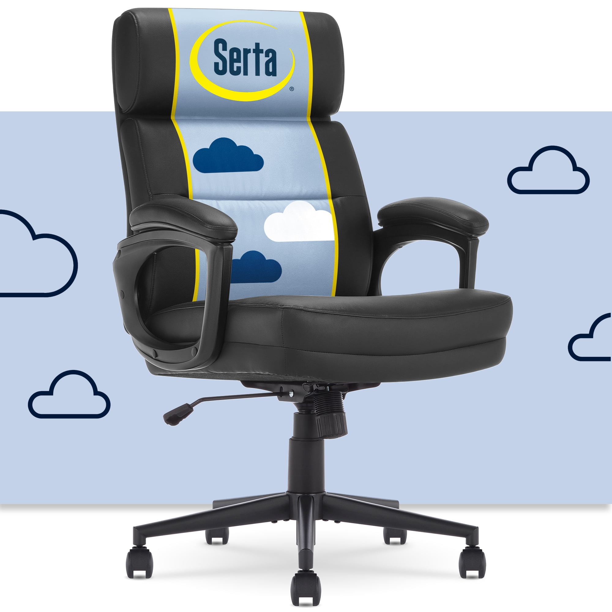 Serta Comfort Executive Ergonomic Mid-Back Office Chair Bonded Leather Black