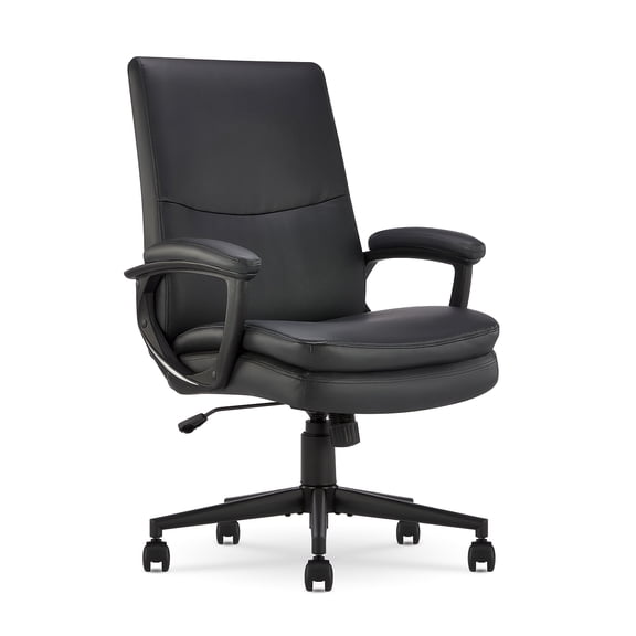 Serta Comfort Modern Executive Office Chair Metal Base Bonded Leather Black