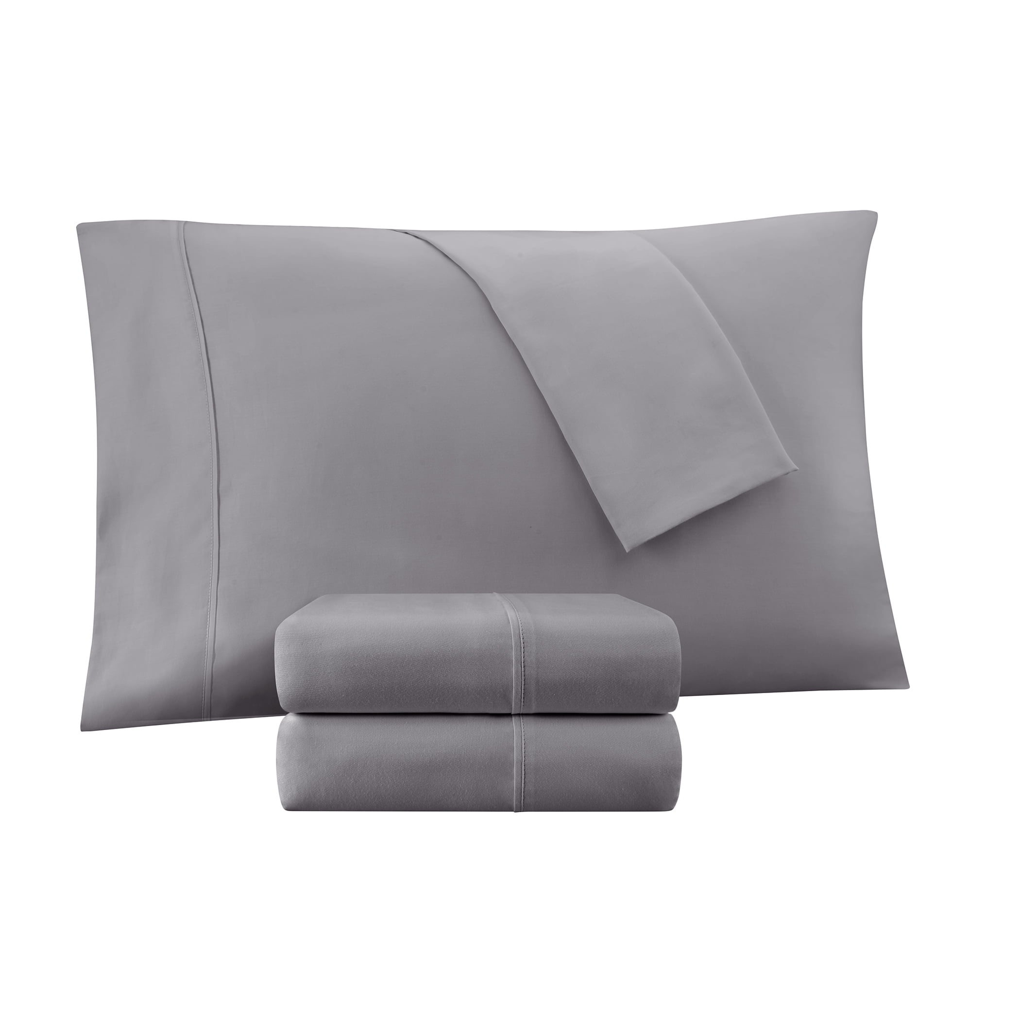 Serta Comfort Silver Filigree Cotton Solid Bed Sheet Set, Queen (4 Pieces)