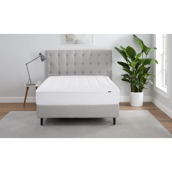 Serta ComfortSure Pillow Top Mattress Pad, Cotton Dobby Cover, Twin XL 39” x 80”, White