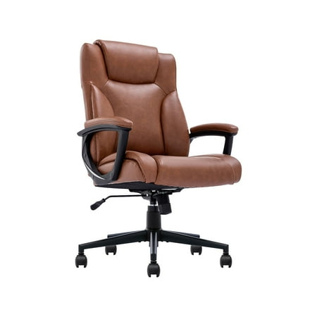 Serta - Connor Upholstered Executive High-Back Office Chair with Lumbar Support - Bonded Leather - Cognac