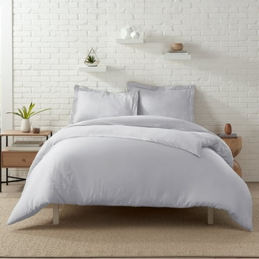 Serta Contemporary 205 Thread Count 3 Piece Duvet Sets, Full/Queen, Gray, Solid