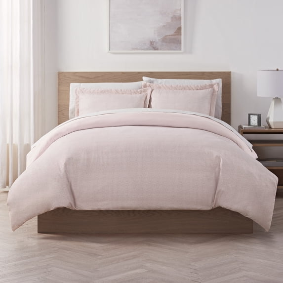 Serta Contemporary 85 Thread Count 4 Piece Duvet Sets, King, Pink, Solid