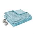 thumbnail image 1 of Serta Contemporary Solid Corded Plush Fabric King Heated Blanket in Blue, 1 of 5
