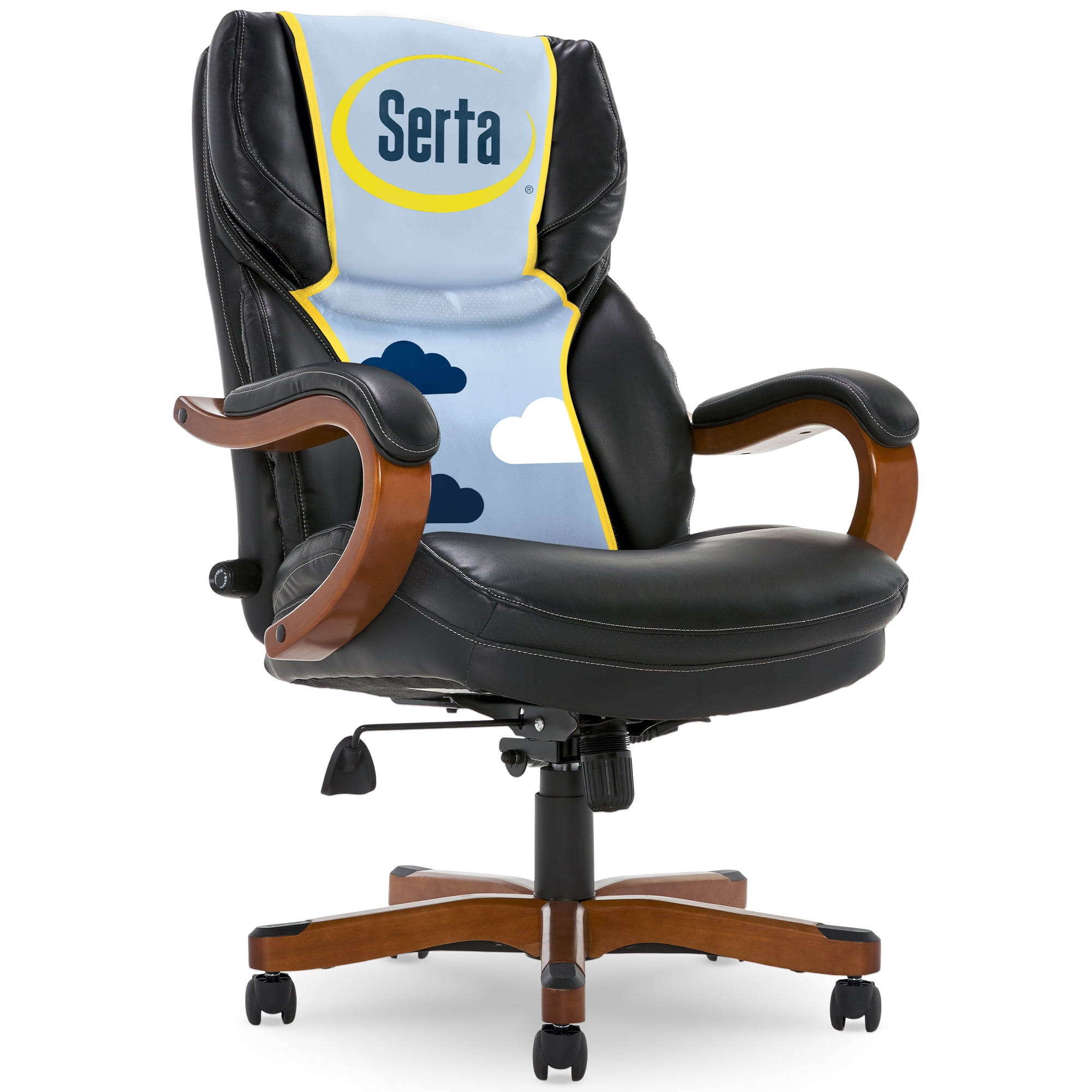 Ergonomic High-Back Swivel Executive Chair in Black Bonded Leather