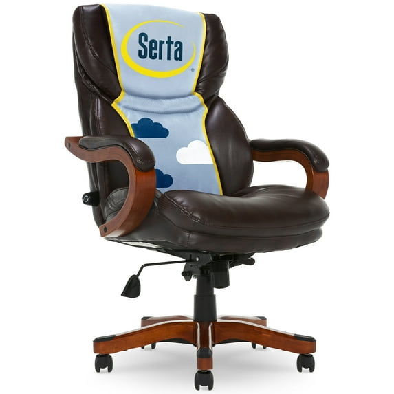 Serta Conway Big and Tall Executive Office Chair with Wood Accents Brown