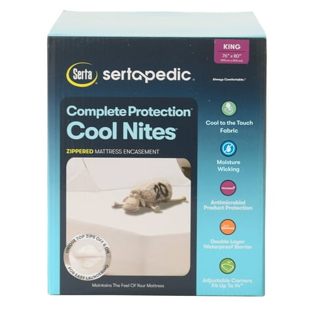 Serta Cool Nites Waterproof Zippered Mattress Protector, King