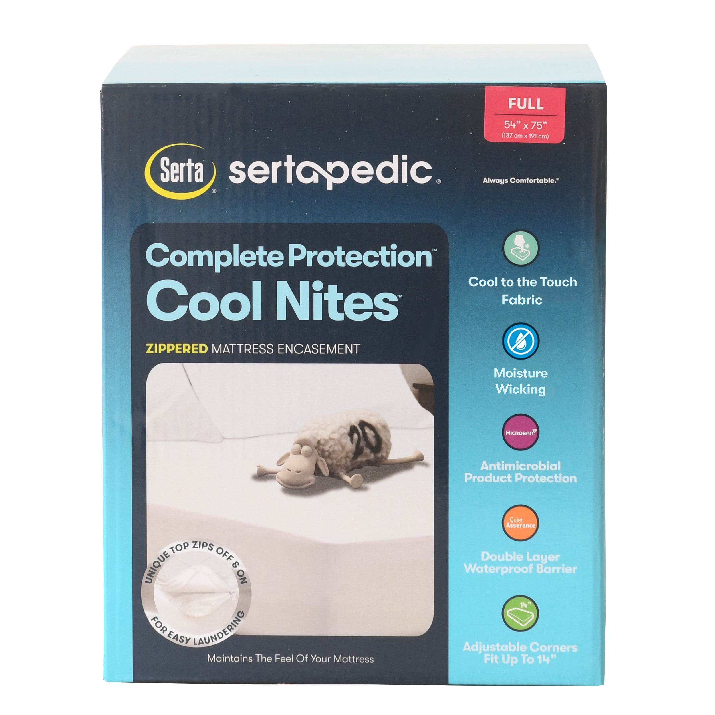 Serta Cool Nites Zippered Waterproof Mattress Encasement, Full