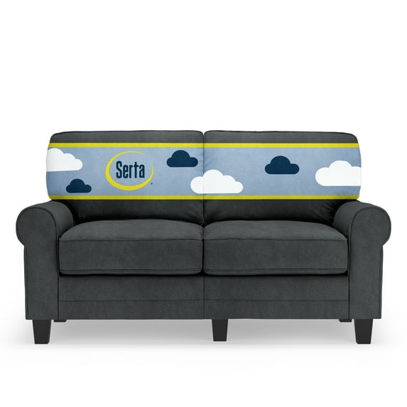 Serta Copenhagen 61" Rolled Arm Loveseat Sofa with Removable Covers Charcoal