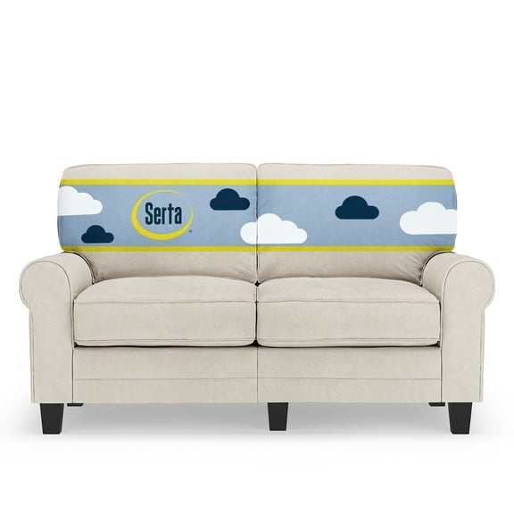 Serta Copenhagen 61" Rolled Arm Loveseat Sofa with Removable Covers Cream White