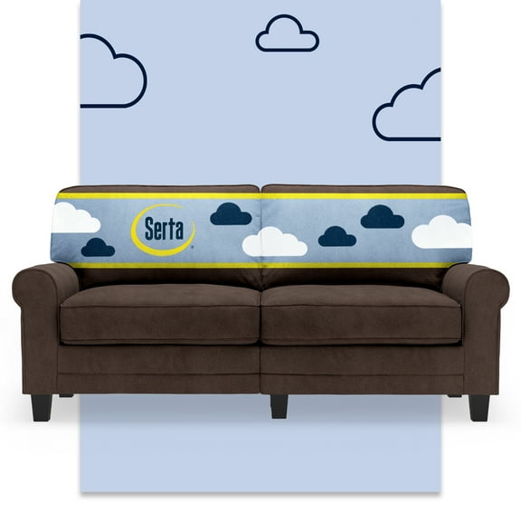 Serta Copenhagen 73" Rolled Arm Sofa with Removable Covers Dark Brown