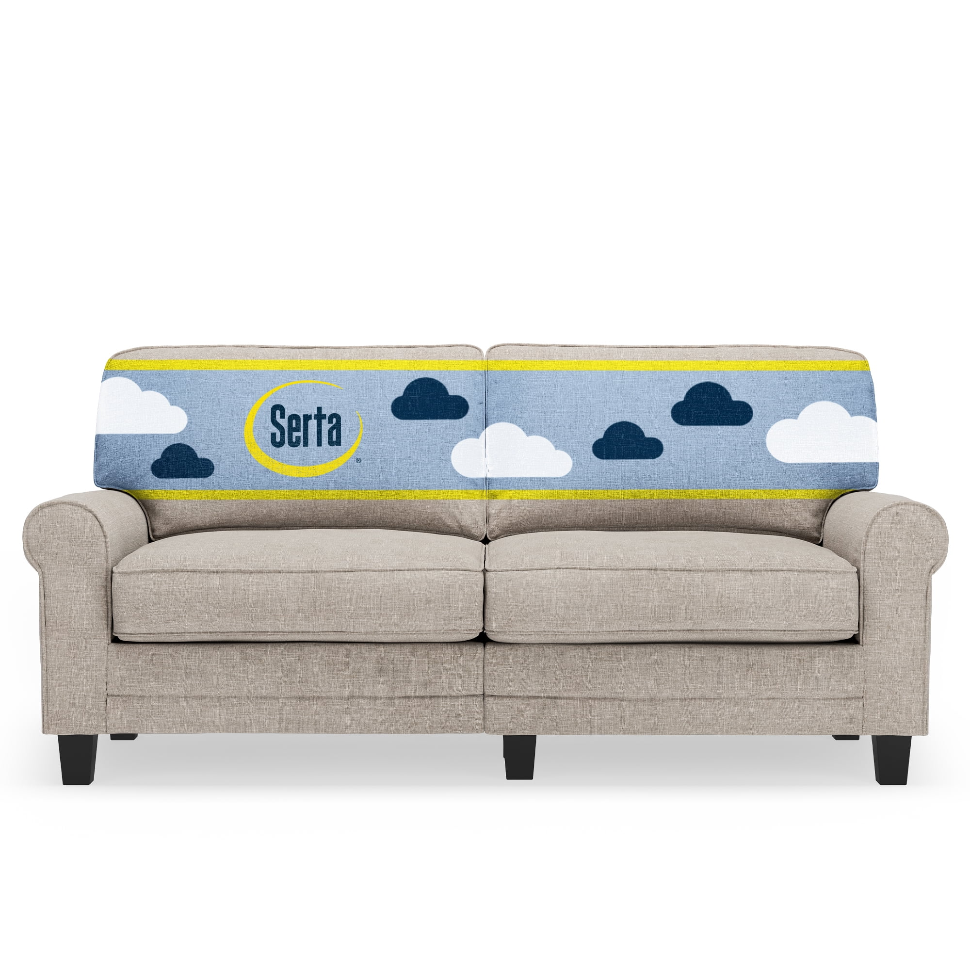Copenhagen 73" Light Gray Fabric Sofa with Pillowed Back and Rounded Arms