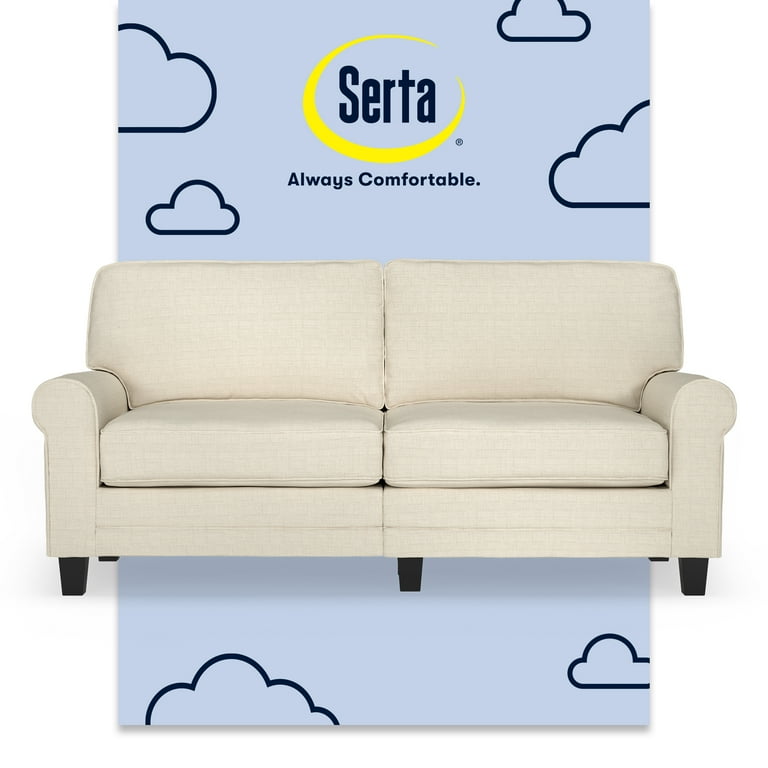 Serta Copenhagen 73 Rolled Arm Sofa with Removable Covers Buttercream