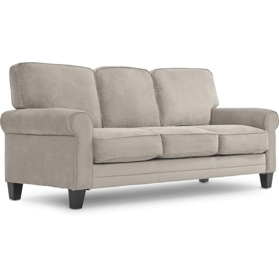 Serta Copenhagen 77" Round Arm Fabric Sofa with Storage Light Gray
