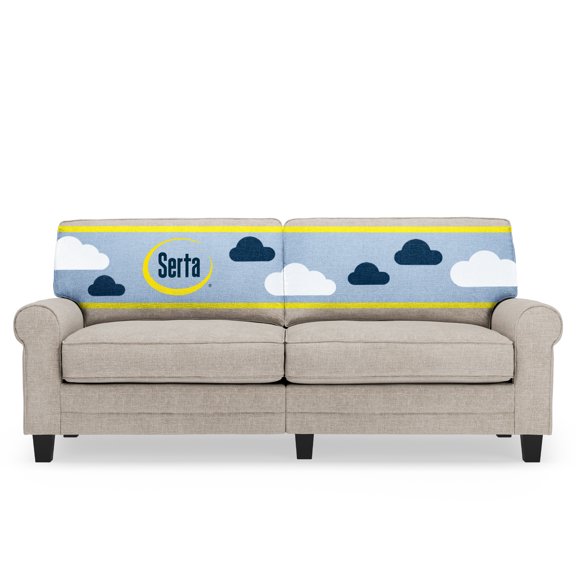 Serta Copenhagen 78" Rolled Arm Sofa, Easy Care Polyester, Loveseat or Couch for Small Spaces, Light Gray