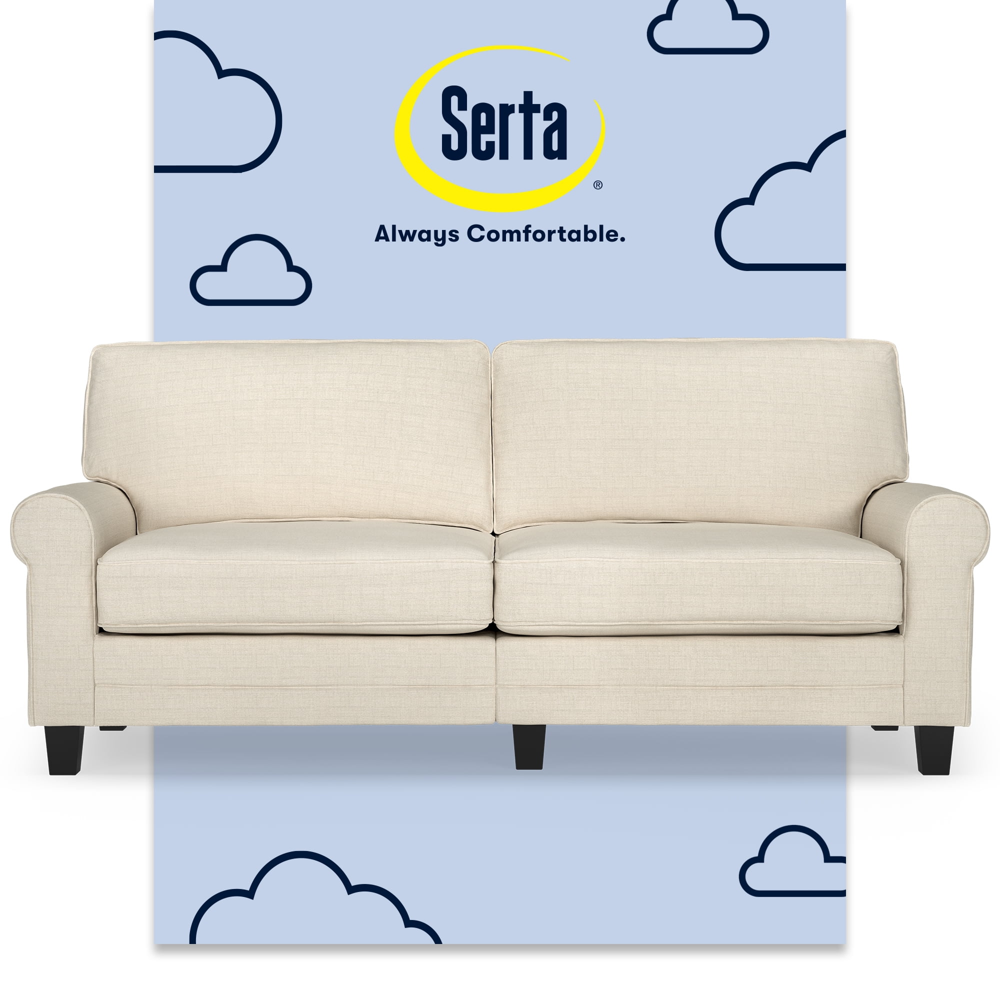 Copenhagen Classic Buttercream Linen 78" Sofa with Rolled Arms