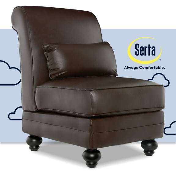 Serta Copenhagen Bonded Leather Slipper Chair Chestnut Brown