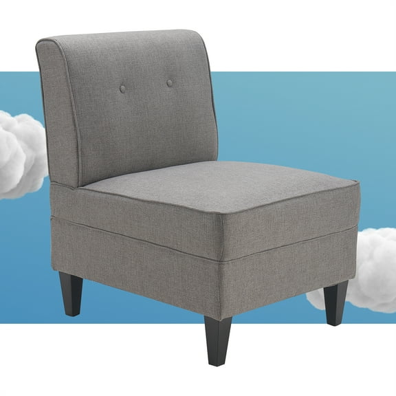 Serta Copenhagen Slipper Chair, Polyester Woven Fabric, Tufted Backrest, Sinuous Spring Cushion Seat Gray