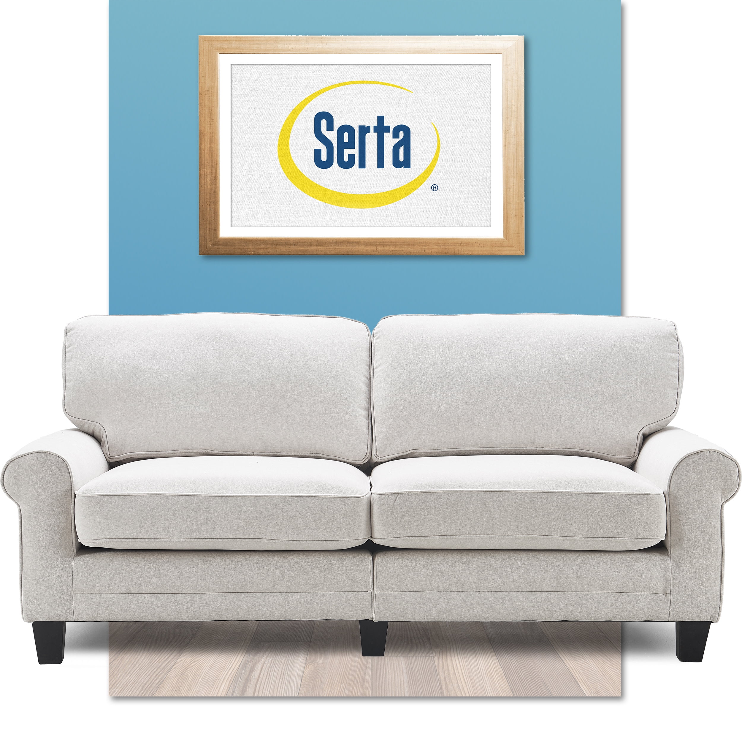 Serta Copenhagen 78 Sofa - Pillowed Back Cushions and Rounded Arms,  Durable Modern Upholstered Fabric - Gray