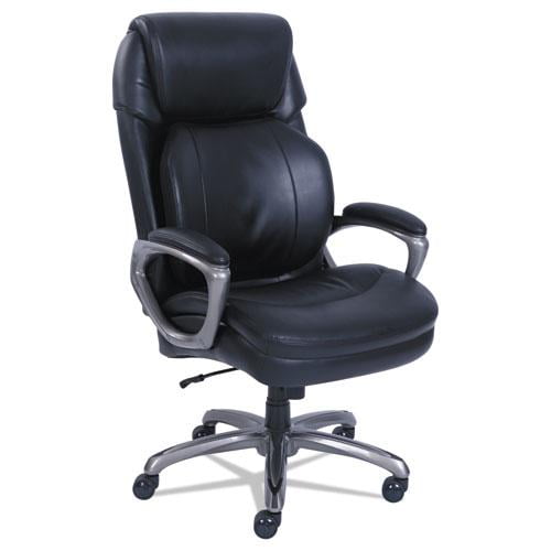 Serta Cosset Big and Tall Executive Chair, Supports Up to 400 lb, 19" to 22" Seat Height, Black Seat/Back, Slate Base