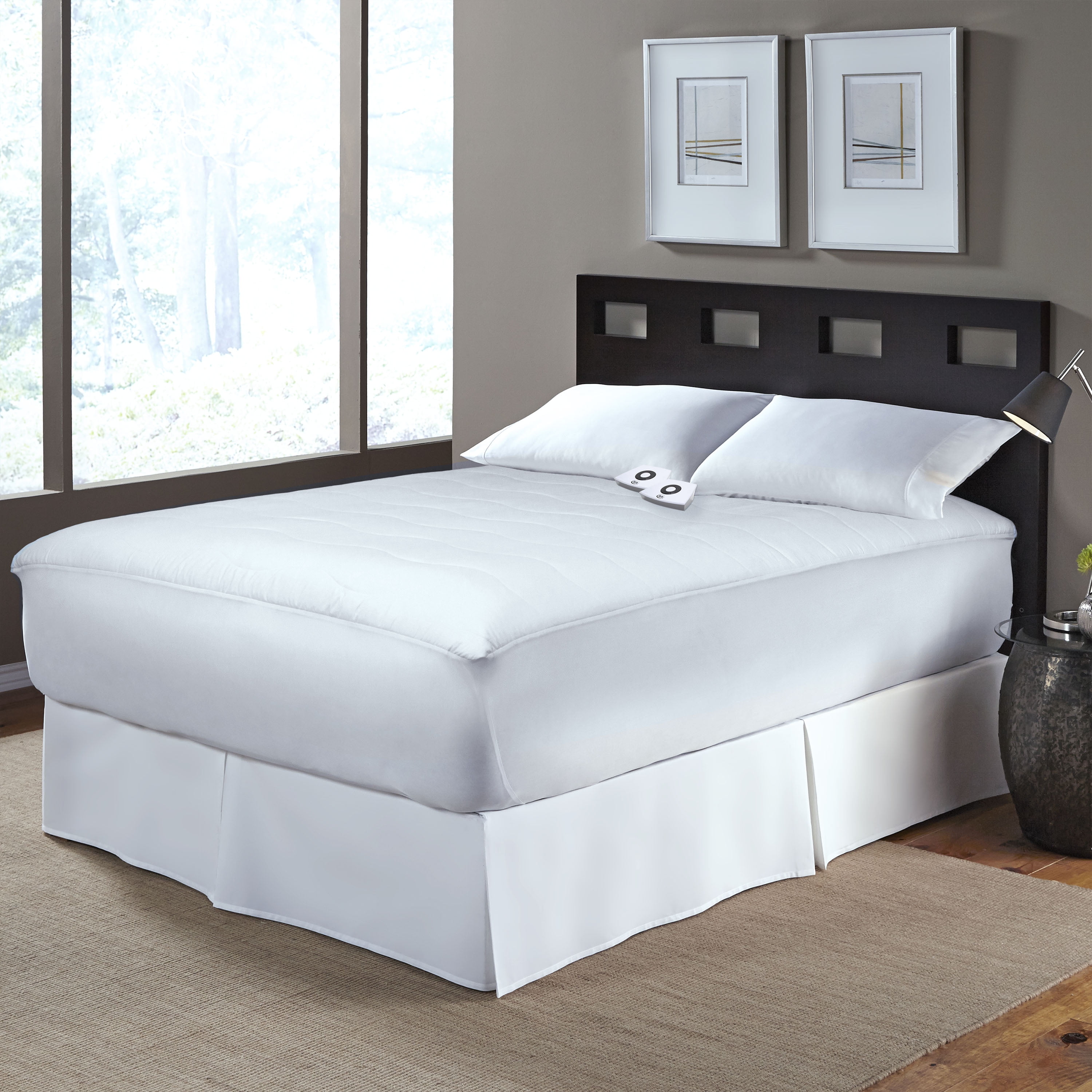 Serta Cotton Blend Electric Heated Mattress Pad, 5-Setting Heat Control, 10-Hour Auto Shut-Off Safety, Fits Up to 18" Mattress
