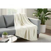 Serta Cozy Plush Throw Blanket Full/Queen in Off White