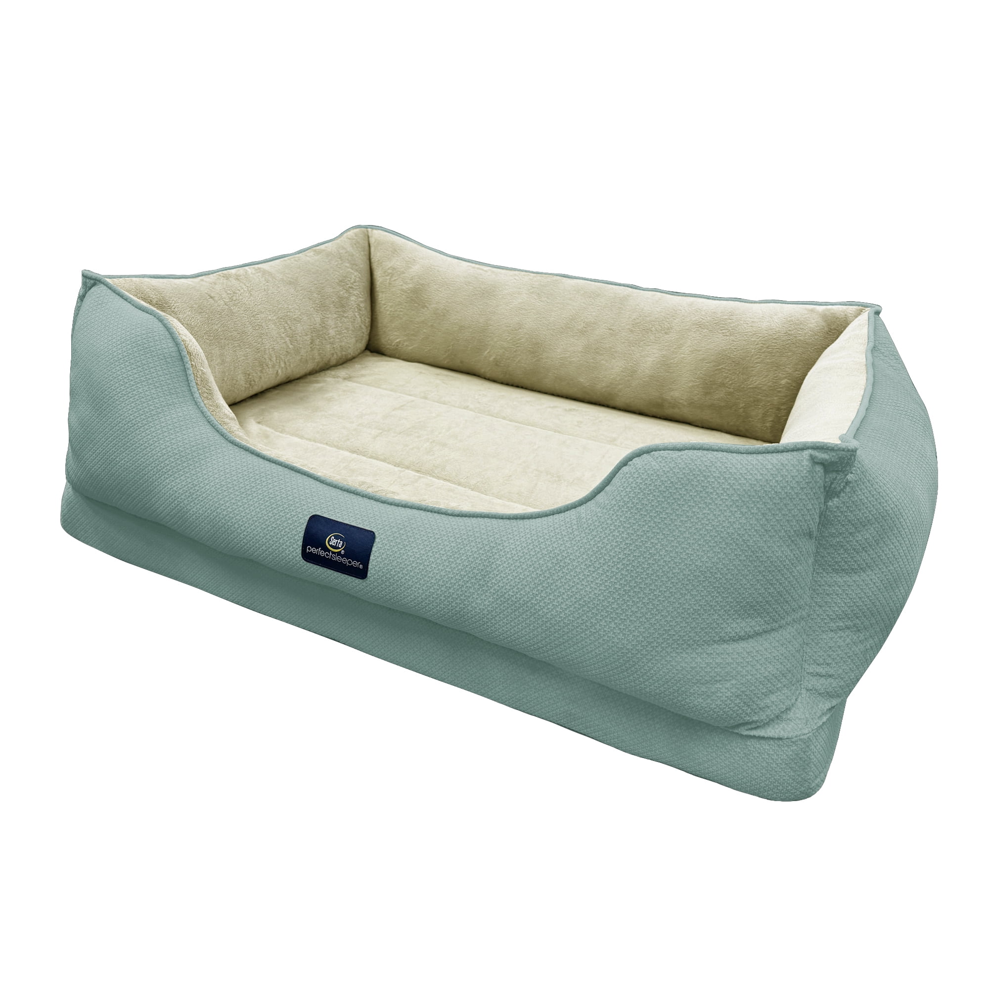 Serta Cuddler Bolster Cat & Dog Bed, Blue, Extra Large