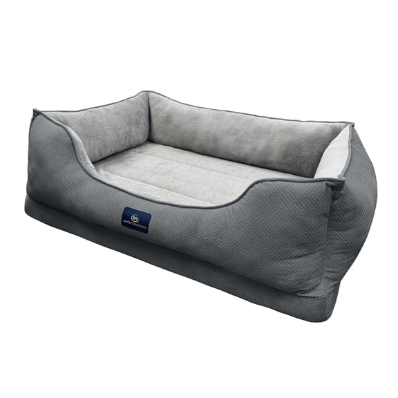 Serta Cuddler Bolster Cat & Dog Bed, Charcoal, Extra Large