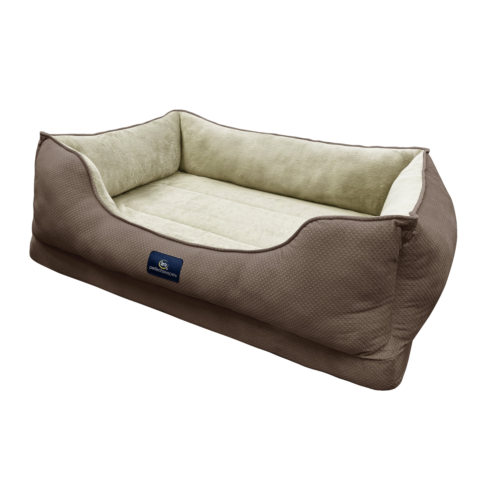 Serta Cuddler Bolster Cat & Dog Bed, Mocha, Extra Large