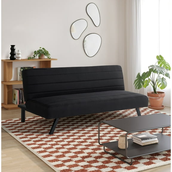 Serta Danbury Modern Twin Futon, Black Woven Fabric