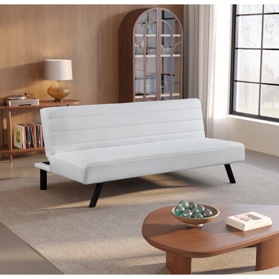 Serta Danbury Modern Twin Futon, Ivory Woven Fabric