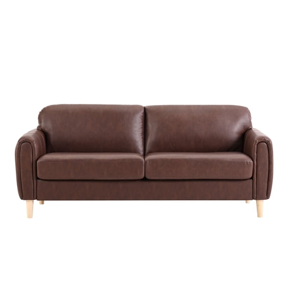 Serta Darby Transitional Stationary Sofa, Brown Faux Leather