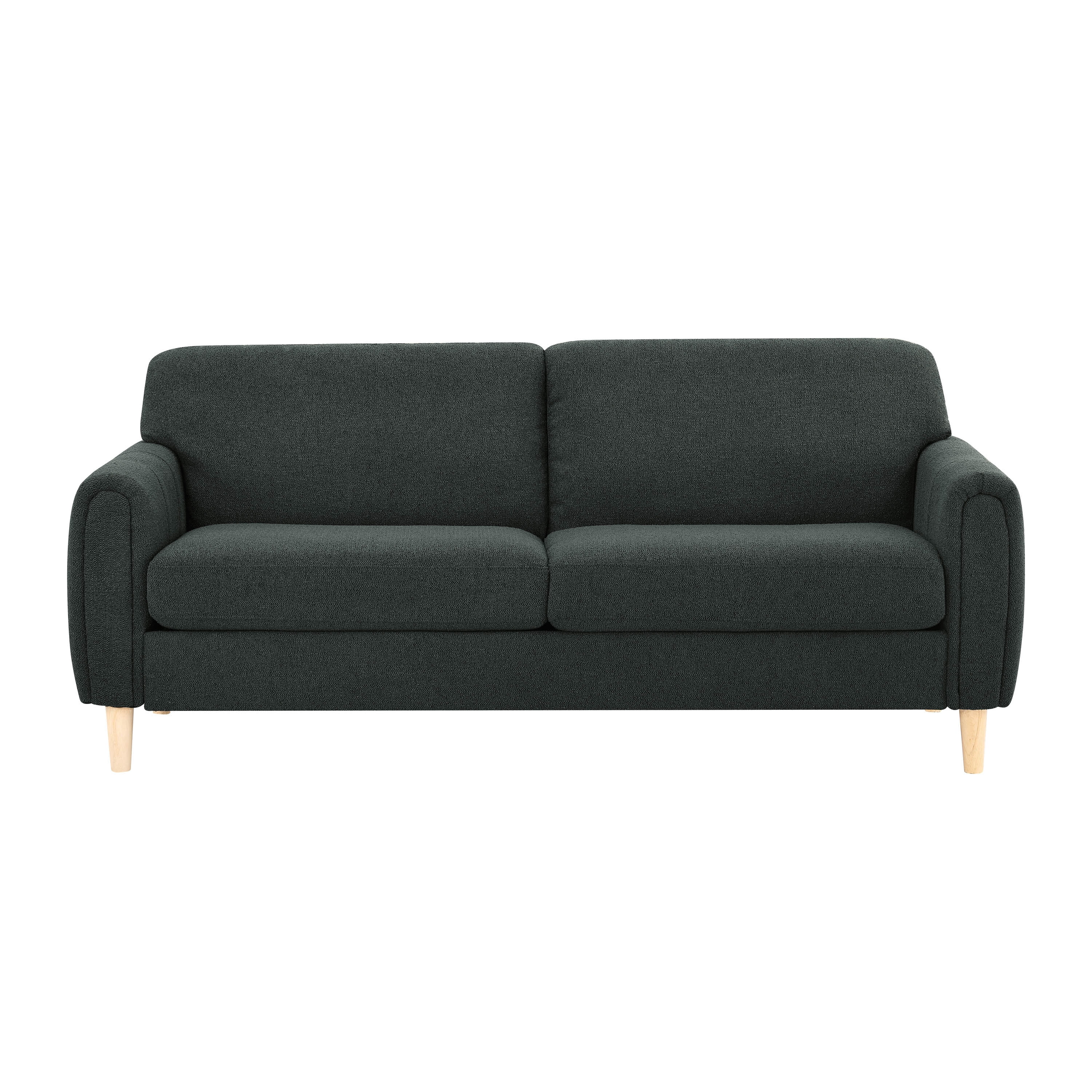 Charcoal Gray Tufted Faux Leather Lawson Sofa with Wood Legs