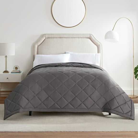 Serta Down Alternative Blanket, Charcoal Grey; Twin