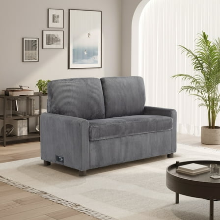 Serta Draper Loveseat Sleeper in Gray Fabric Upholstery