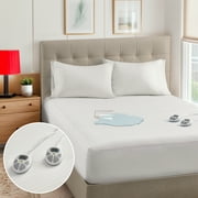 Serta Electric Heated Mattress Pad Queen Size, Waterproof Heating Mattress Protector with Dual Controller, 10 Heat Settings, Auto Shut Off 1-12 Hours