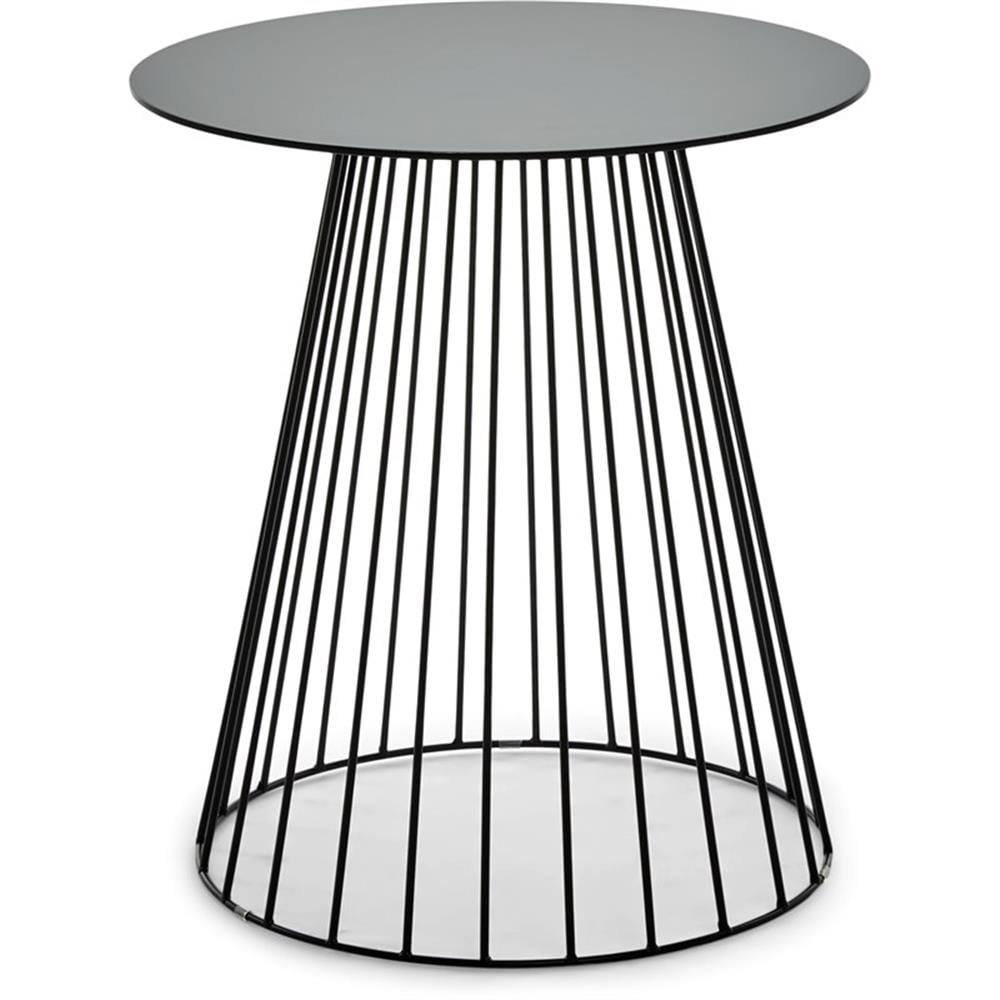Black Metal Round Geometric Side Table, 17.75"